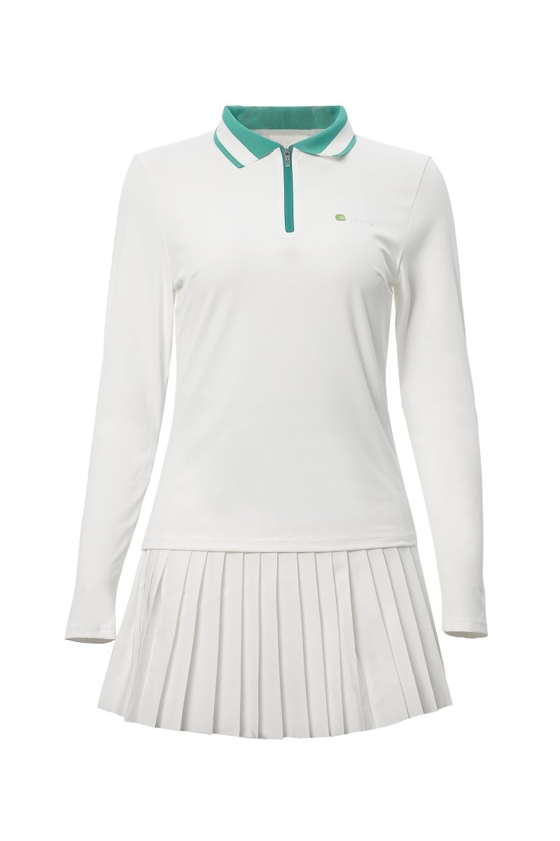 UPF 50+ Long-Sleeve Polo Pickleball Skirt Set