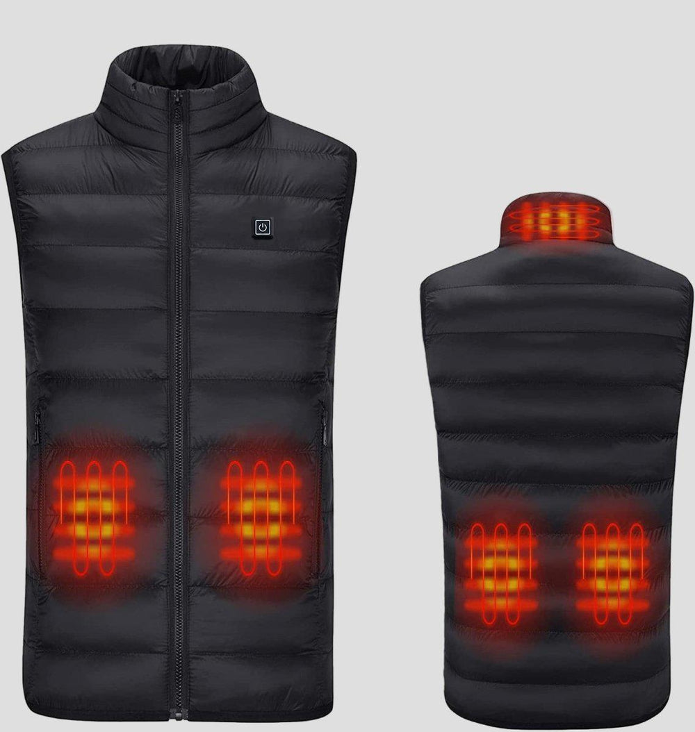 Heated down vest in black