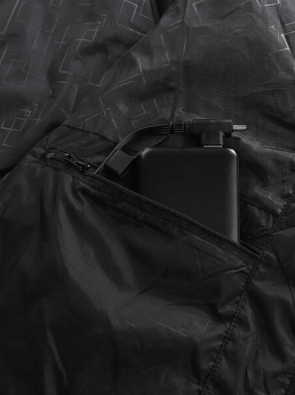 Hidden USB port design of #Black Heated Padded Jacket