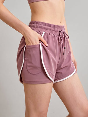 High-waisted athletic shorts with inner pockets