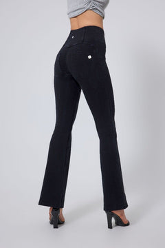 women's #black High Waist Straight Flare Jeans butt lifting design by Anniou