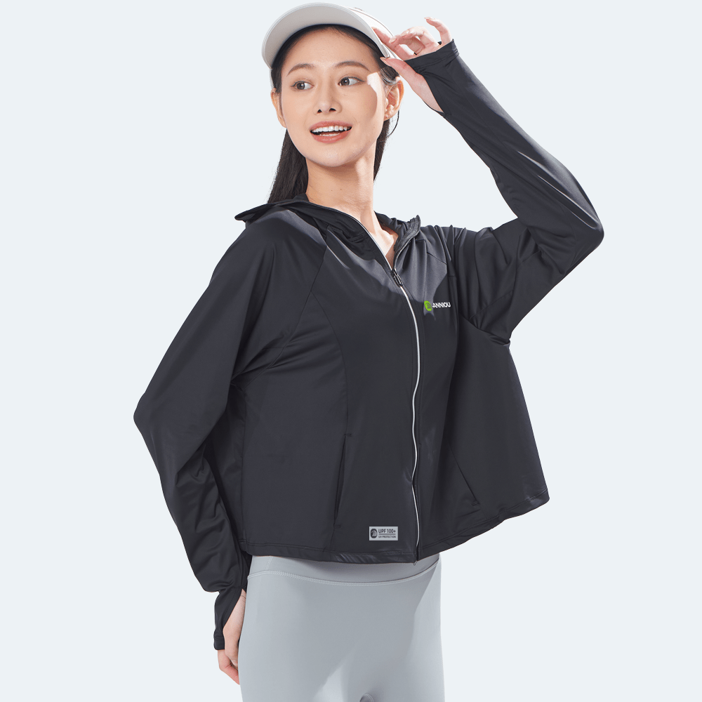 Hooded Cropped Sun Protection Jacket black