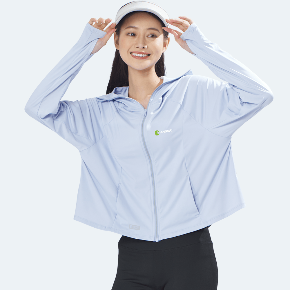 Hooded Cropped Sun Protection Jacket light blue