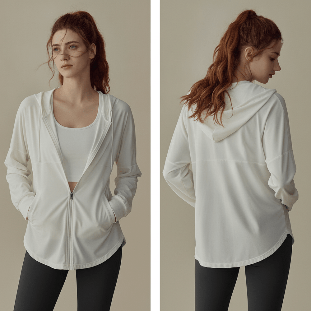 Hooded Fitness Top Front and back view images