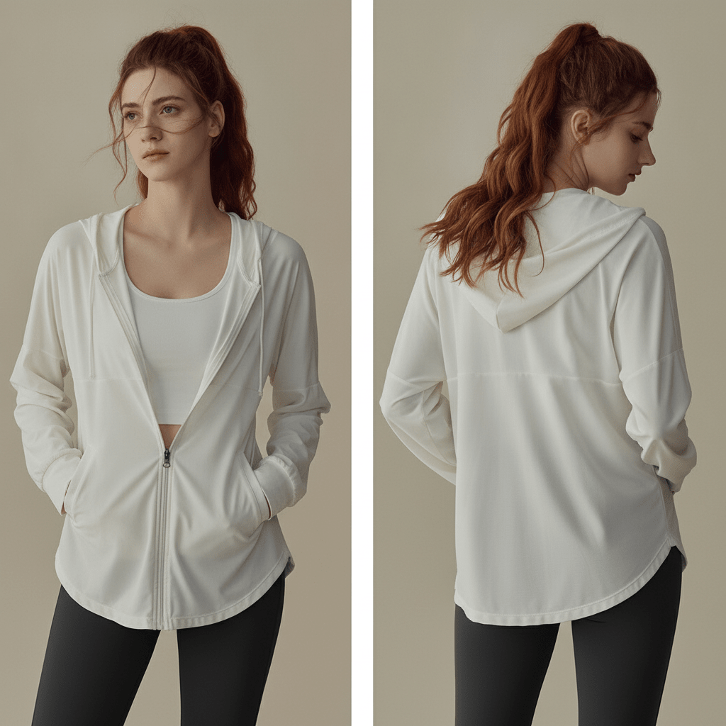 Hooded Fitness Top Front and back view images