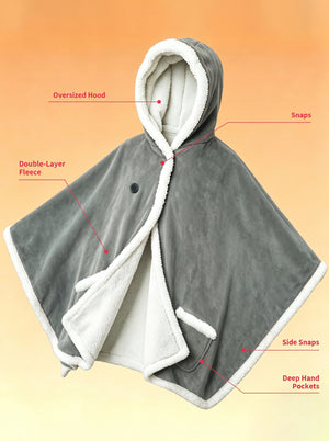 Key Features of #grey Heated Hooded Wearable Blanket