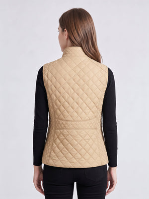 #Khaki Back of Women's Diamond Quilted Heated Vest