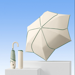Khaki Floral Sun Umbrella UPF50+