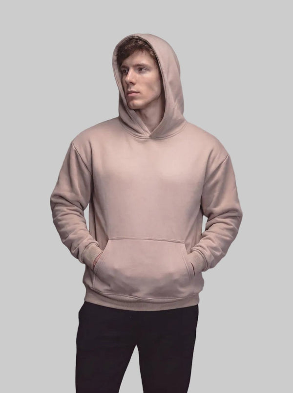 #Khaki Men's Fleece Hooded Sweatshirt