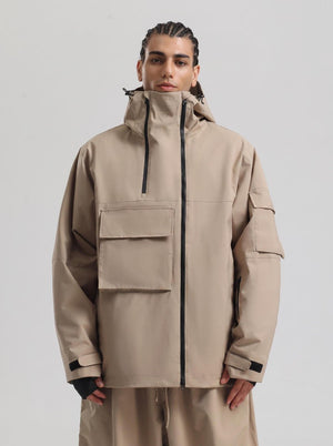 #Khaki Men's Windproof Ski Jacket