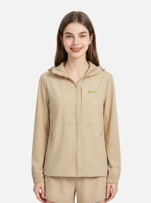 #Khaki UPF50 Water Repellent Hooded Jacket