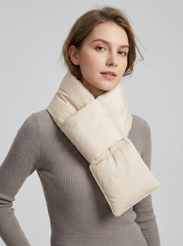 #Khaki Women Padded Warm Scarf
