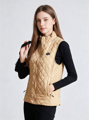 #Khaki Women's Diamond Quilted Heated Vest