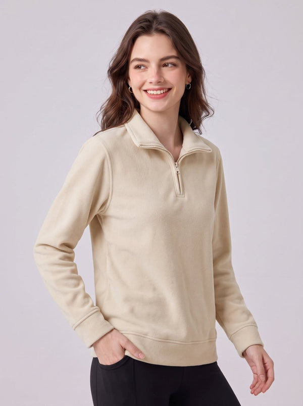 #Khaki Women's Fleece Pullover Sweatshirt