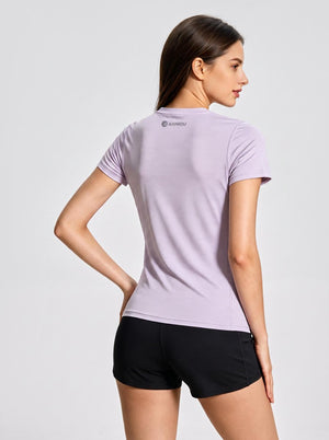 #lightpurple Ladies Breathable Quick‑Dry Running Sport T‑Shirt