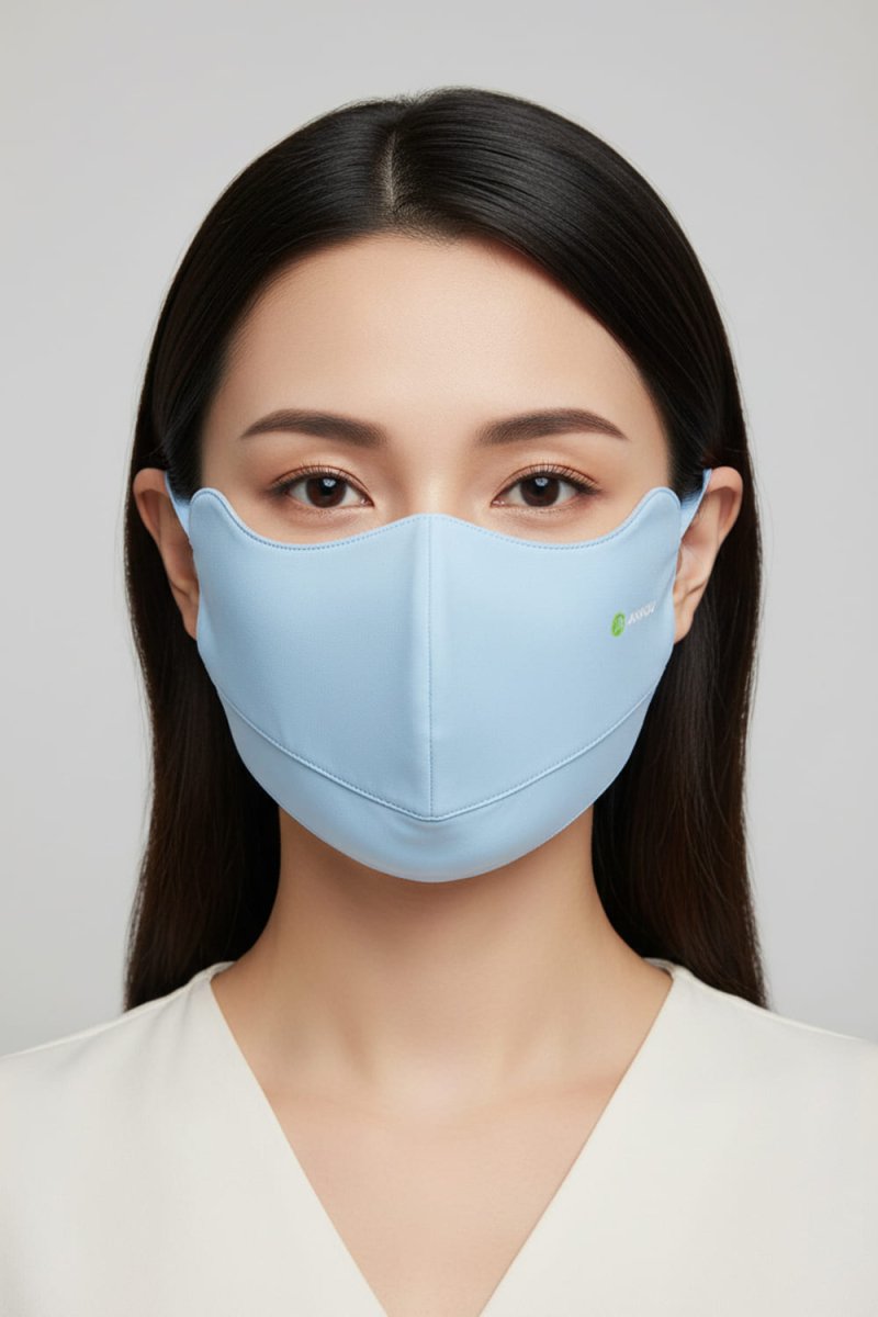 light blue Yarn Face Mask UPF 100