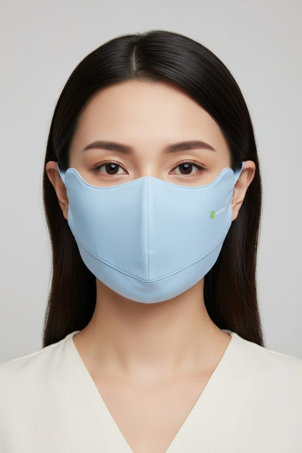 light blue Yarn Face Mask UPF 100