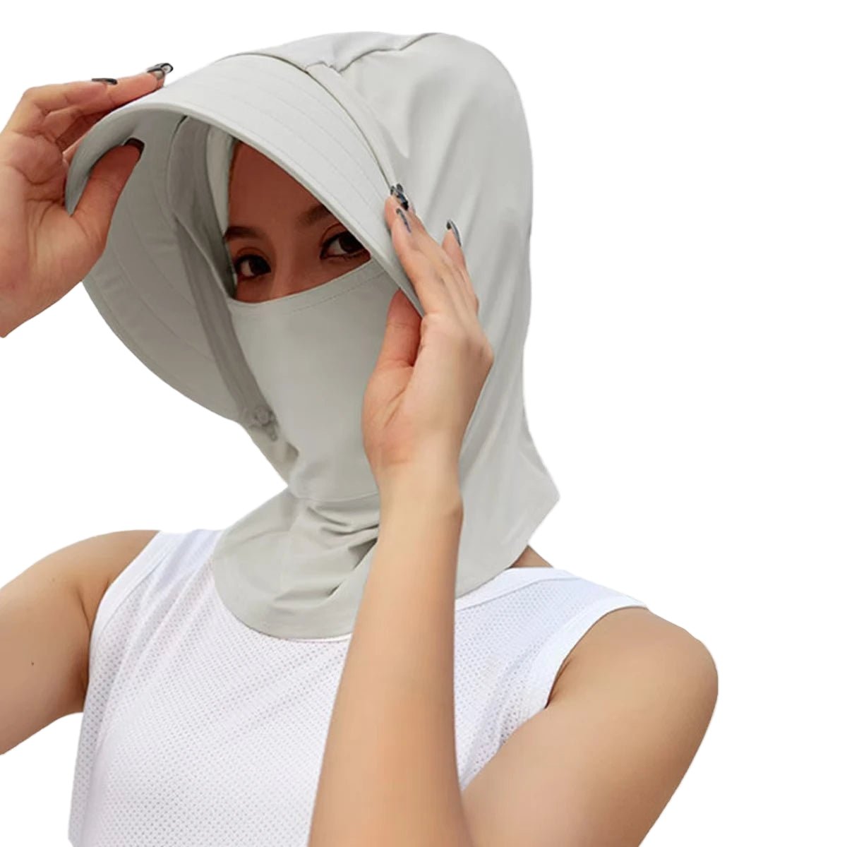 Light Gray Sun Protective Hat Balaclava by Anniou