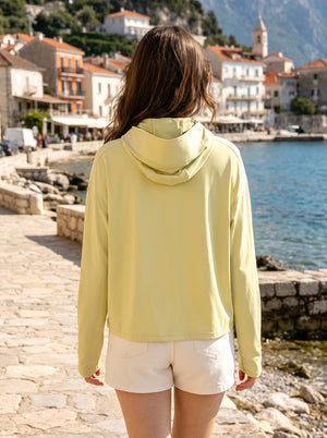 #LightGreen Black Coated Cape UV Protection Jacket of back view