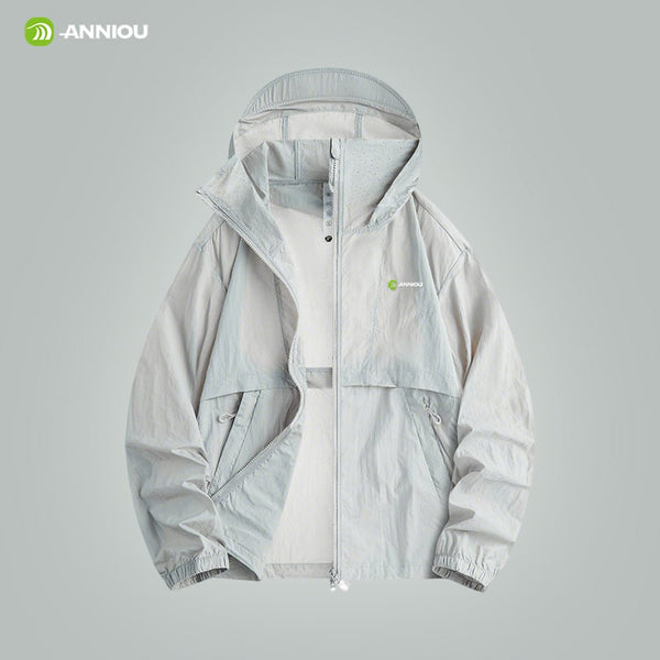 #LightGrey Hooded Full Zip Top UPF 50+