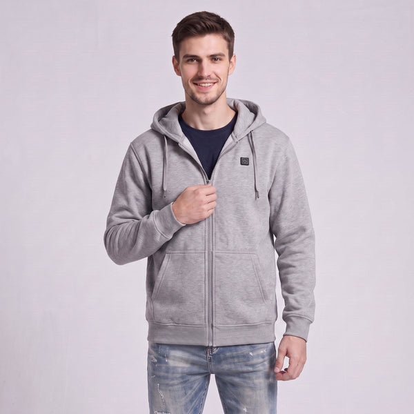 #LightGrey Mens Heated Full Zip Hoodie
