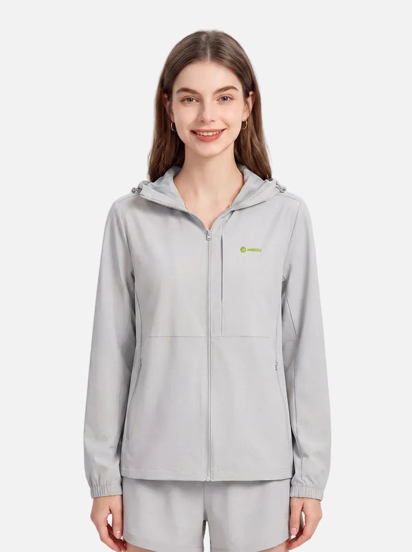#LightGrey UPF50 Water Repellent Hooded Jacket