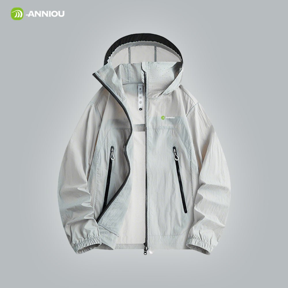 Light Silver Grey  UPF 100+ Hooded Jacket