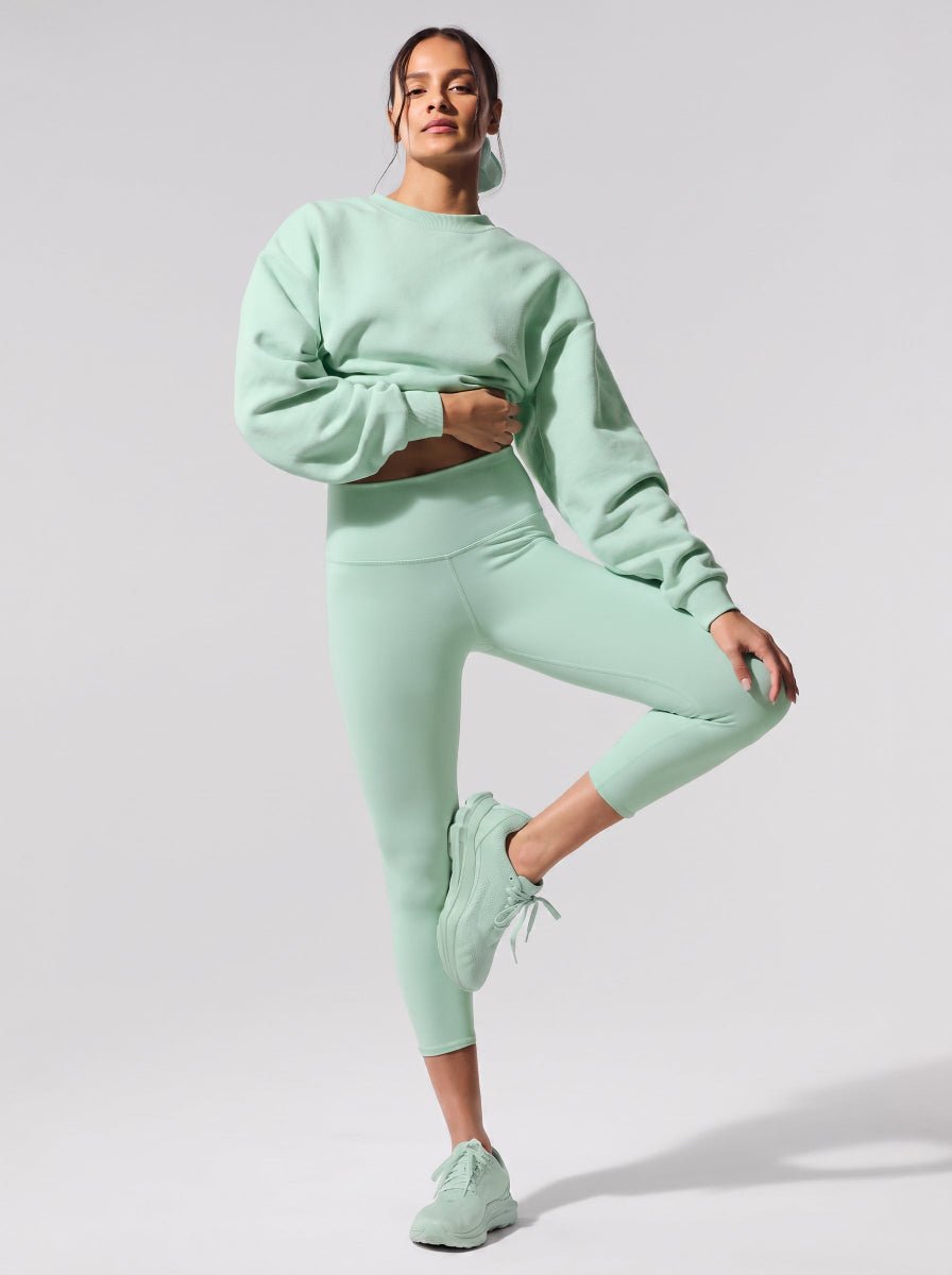 #Lightgreen Oversized Crewneck Sweatshirt Leggings Set