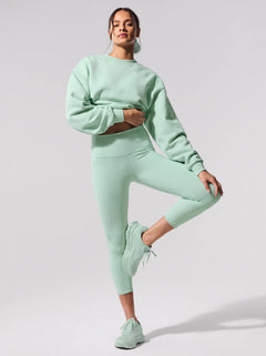 #Lightgreen Oversized Crewneck Sweatshirt Leggings Set