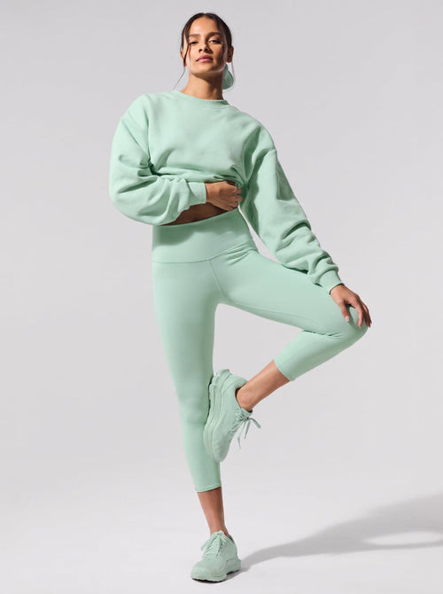 #Lightgreen Oversized Crewneck Sweatshirt Leggings Set