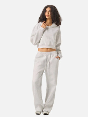 #Lightgrey Cropped Boxy Heavyweight Hoodie set