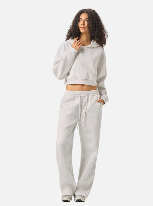 #Lightgrey Cropped Boxy Heavyweight Hoodie set