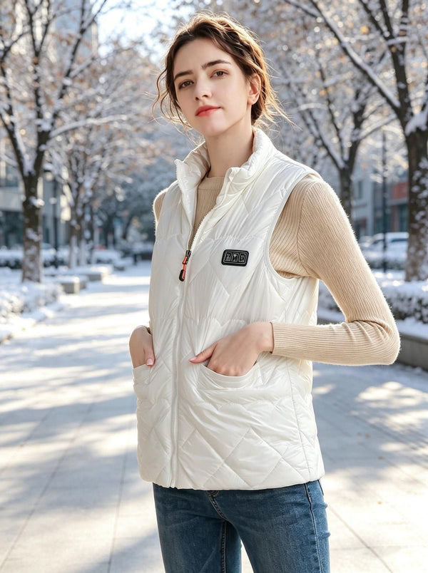 #White Women Lightweight Shiny Heated Sleeveless Gilet
