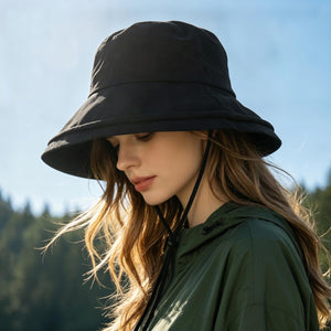 #Black Lightweight Wide Brim Sun Hat 