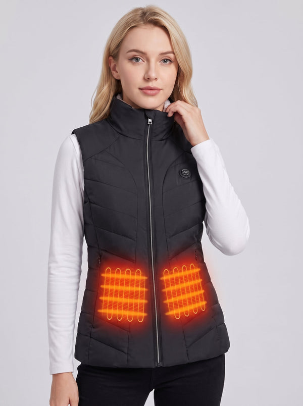 Heated vest with two heating zones on the abdomen