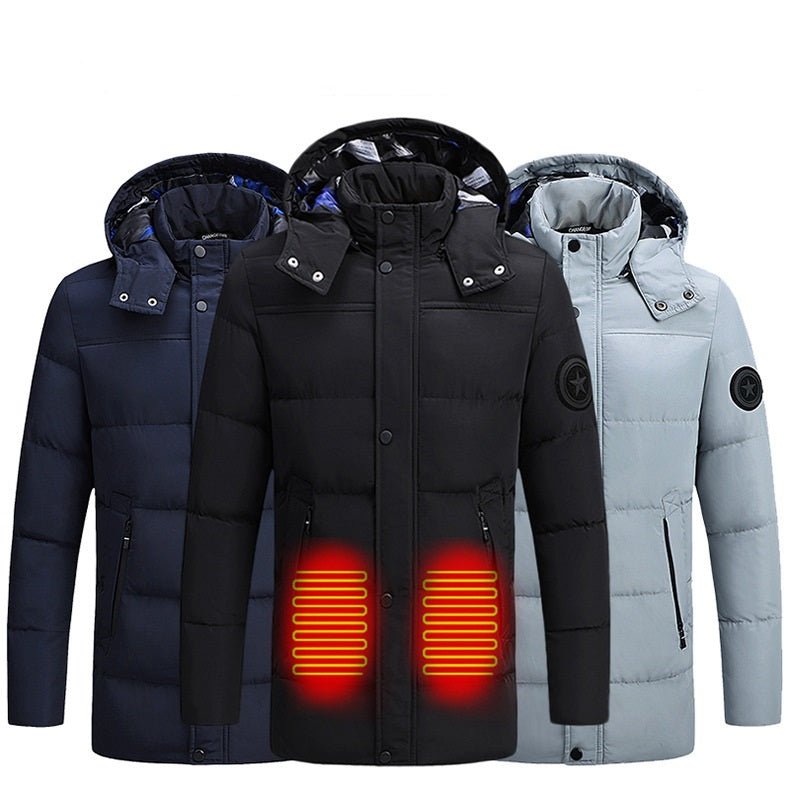 Long Padded Heated Down Jacket