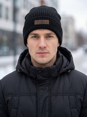#Black Man Windproof Knitted Beanie
