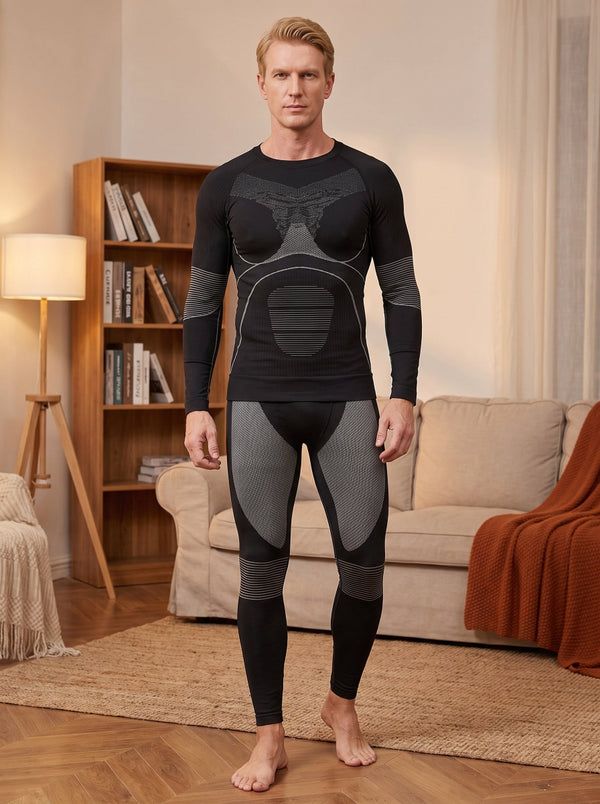 #Greyblack Men Compression Ski Base Layer Set