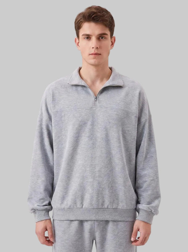 Men #lightgrey Stand Collar zipper Tracksuit 