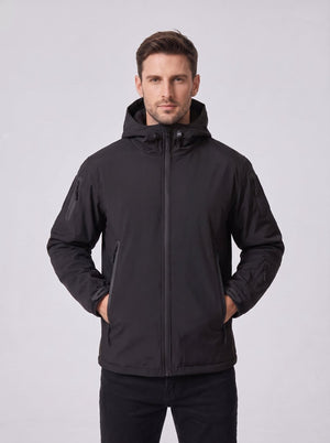 #BLACK Men's 10-Zone Heated Hooded Softshell Jacket