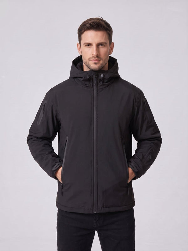 #BLACK Men's 10-Zone Heated Hooded Softshell Jacket