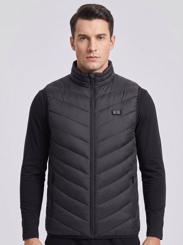 Men's 15 Zones Heated Quilted Gilet in #black