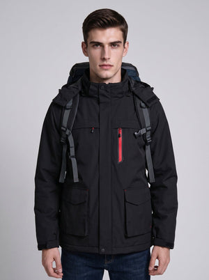 Mens 3 area #Black Heated Outdoor Jacket