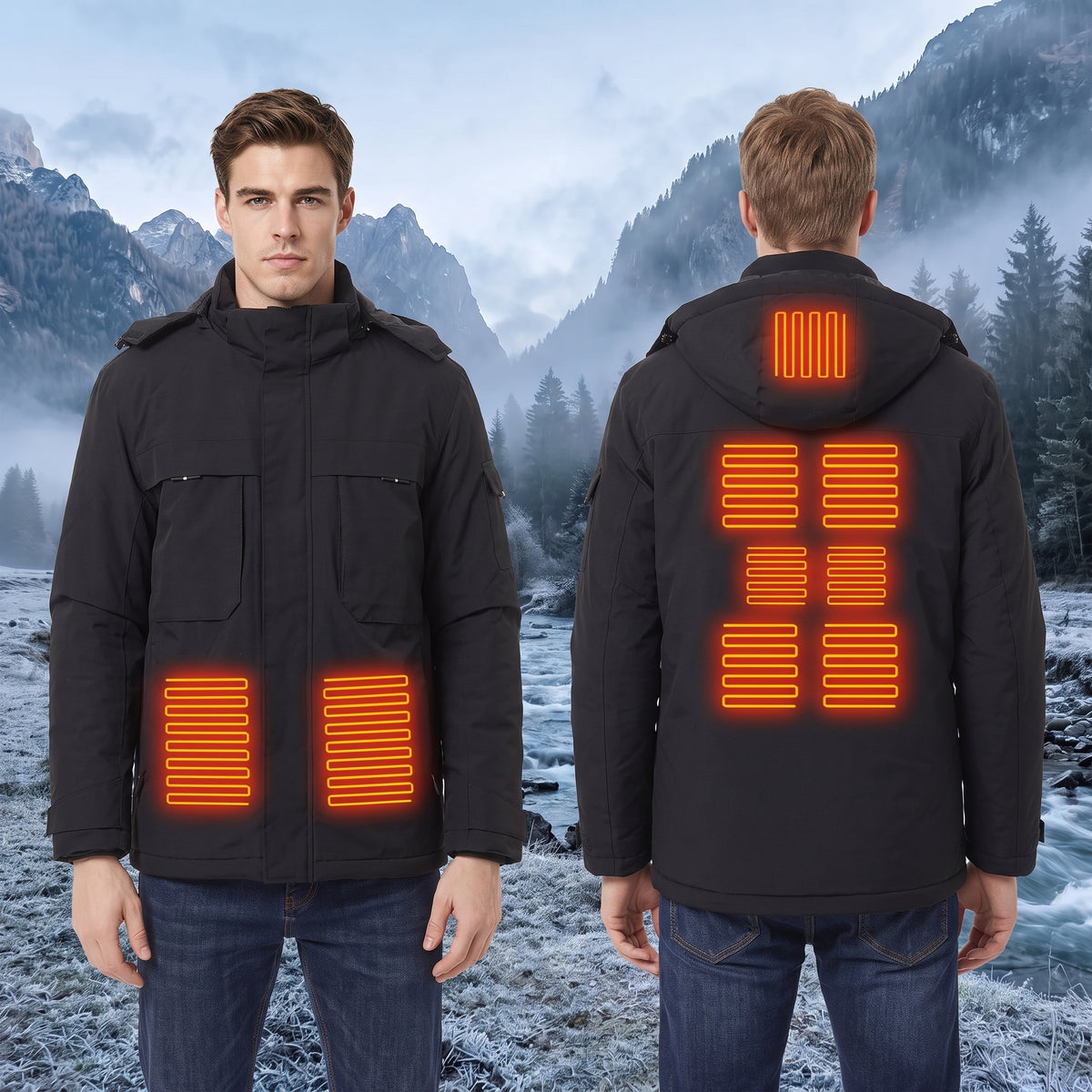 Mens 9 Area Heated Softshell Jacket