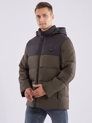 Mens #ArmyGreen Dual Control Heated Padded Jacket