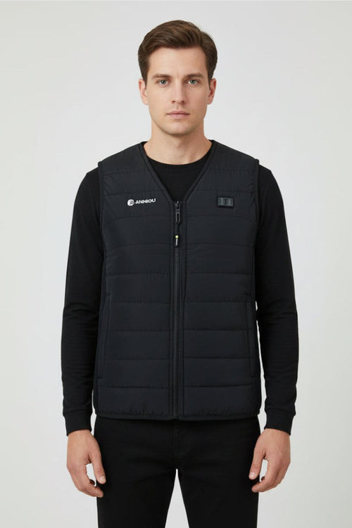Men's Black Anniou V Neck heated gilet