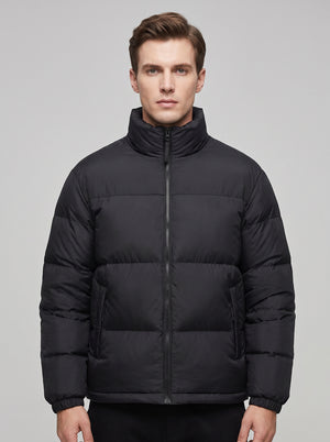 Mens #Black Color Block Heated Quilted Jacket