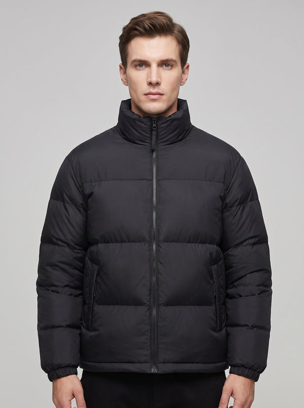 Mens #Black Color Block Heated Quilted Jacket