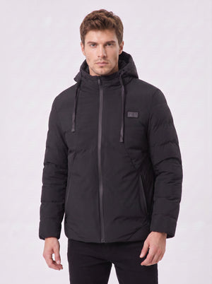 Mens #Black Heated Hooded Padded Jacket