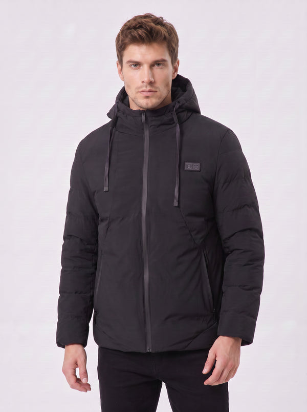 Mens #Black Heated Hooded Padded Jacket